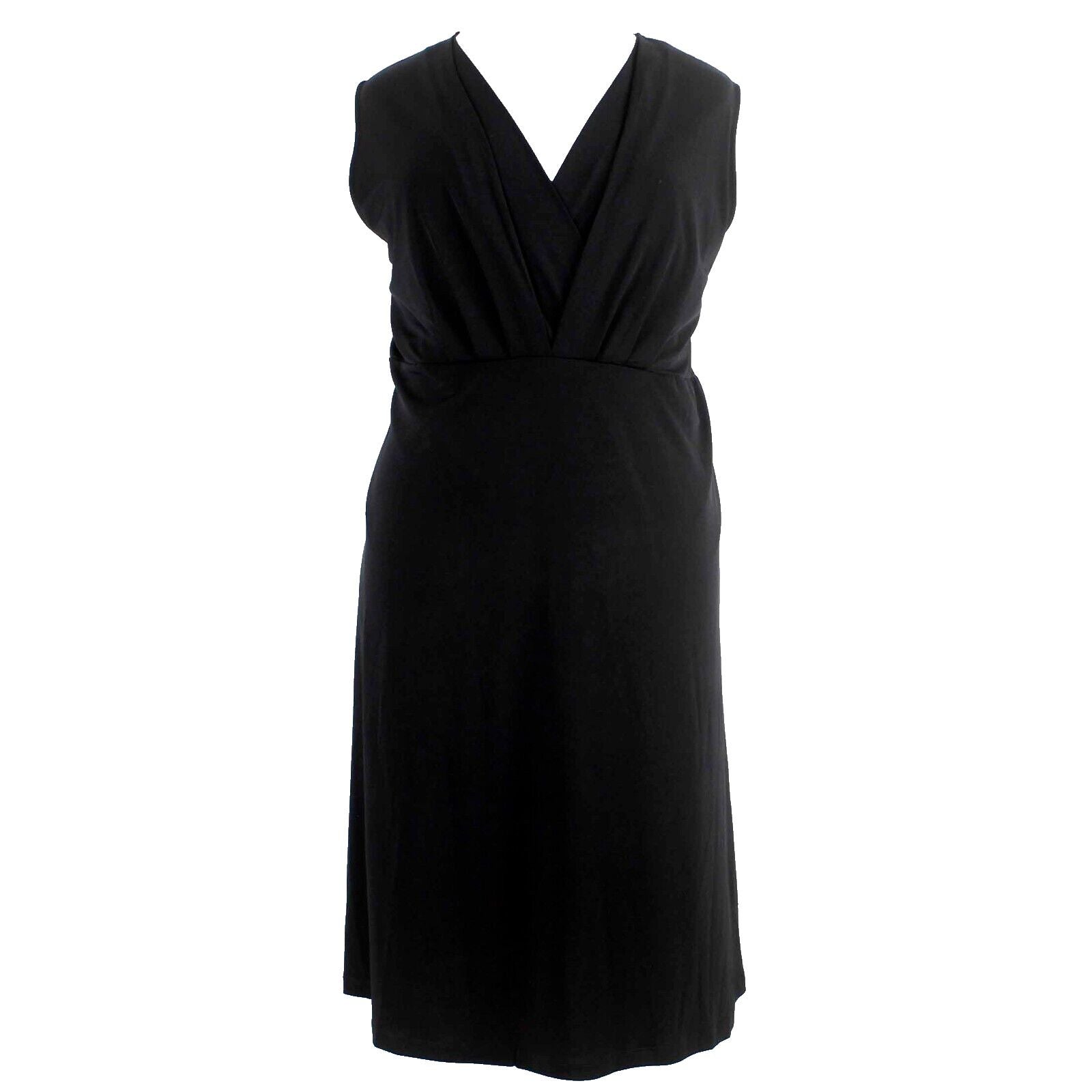 Merona Sz 4 Black Fit n Flare Fitted Lining Drapey V Neck Poly Nylon Blend Dress