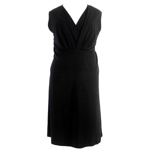 Merona Sz 4 Black Fit n Flare Fitted Lining Drapey V Neck Poly Nylon Blend Dress