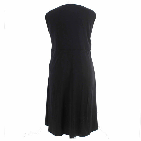 Merona Sz 4 Black Fit n Flare Fitted Lining Drapey V Neck Poly Nylon Blend Dress