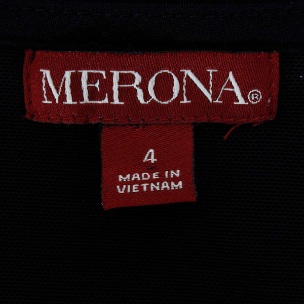 Merona Sz 4 Black Fit n Flare Fitted Lining Drapey V Neck Poly Nylon Blend Dress