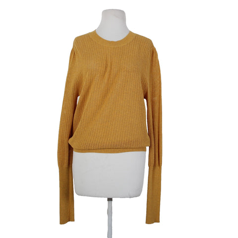 The Odells Sz S Mustard Yellow Open Knit Long Sleeve 100% Cotton Sweater