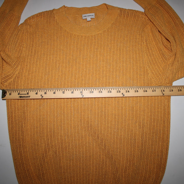 The Odells Sz S Mustard Yellow Open Knit Long Sleeve 100% Cotton Sweater