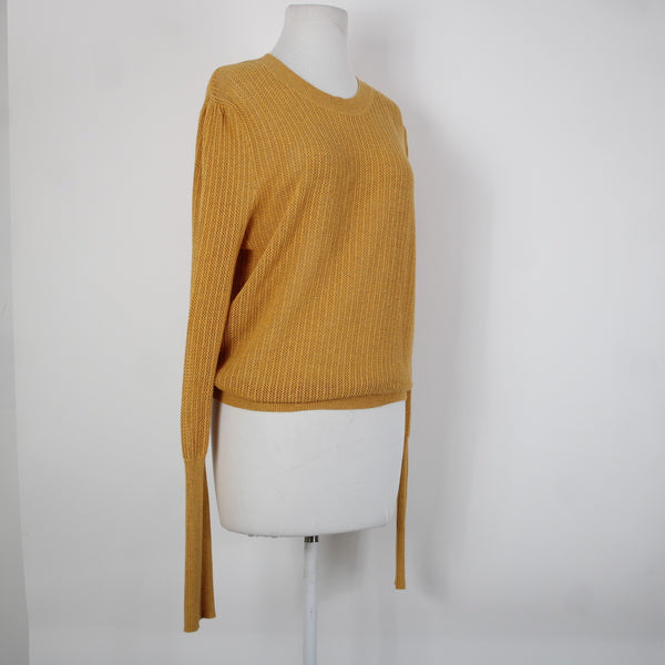 The Odells Sz S Mustard Yellow Open Knit Long Sleeve 100% Cotton Sweater