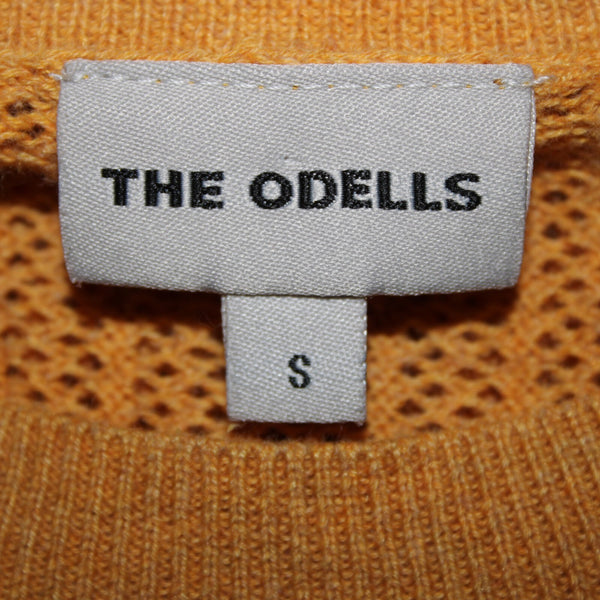 The Odells Sz S Mustard Yellow Open Knit Long Sleeve 100% Cotton Sweater
