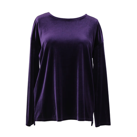 J Jill NEW $69 Sz XS Blackberry Purple Velour Hi Lo Polyester Spandex Top
