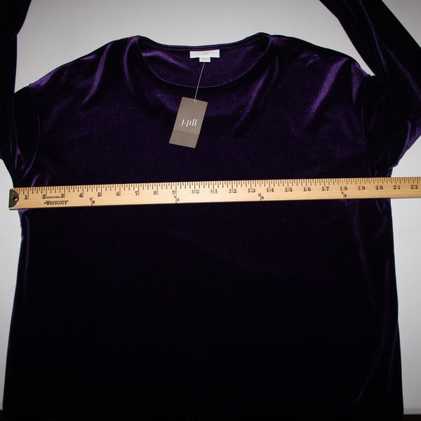 J Jill NEW $69 Sz XS Blackberry Purple Velour Hi Lo Polyester Spandex Top