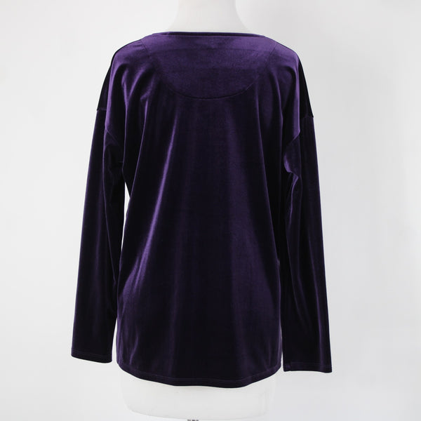 J Jill NEW $69 Sz XS Blackberry Purple Velour Hi Lo Polyester Spandex Top
