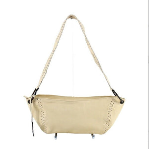 Hidesign NEW Sz 14 x 7 x 4 Tan Zip Top Whipstitched Leather Purse
