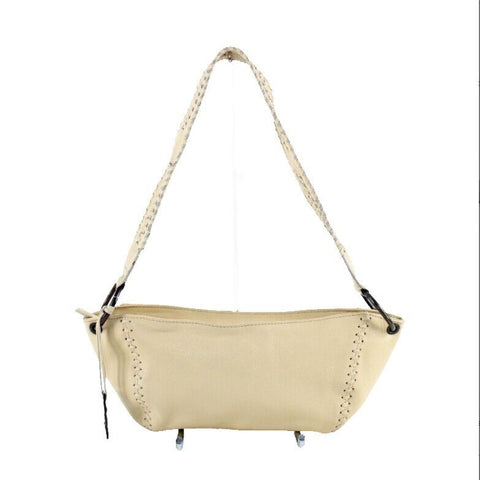 Hidesign NEW Sz 14 x 7 x 4 Tan Zip Top Whipstitched Leather Purse
