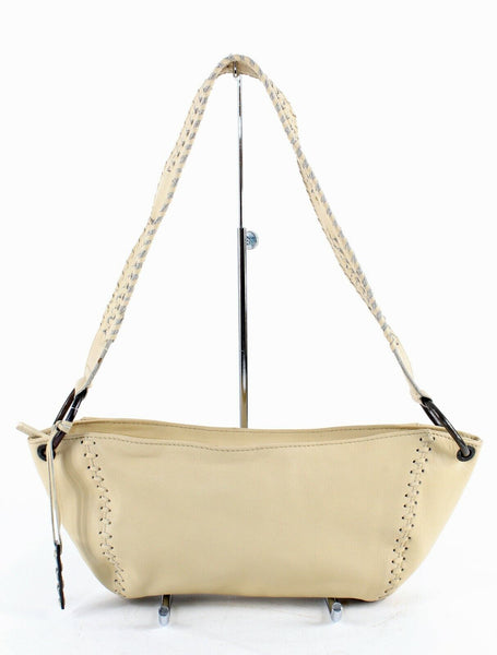 Hidesign NEW Sz 14 x 7 x 4 Tan Zip Top Whipstitched Leather Purse