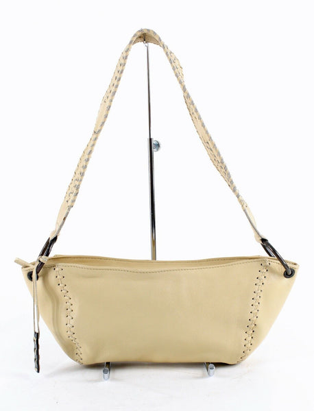 Hidesign NEW Sz 14 x 7 x 4 Tan Zip Top Whipstitched Leather Purse