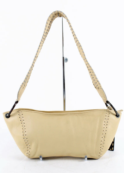 Hidesign NEW Sz 14 x 7 x 4 Tan Zip Top Whipstitched Leather Purse