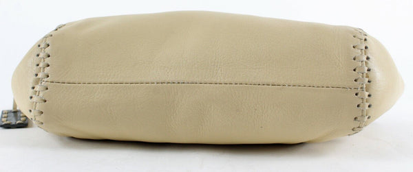 Hidesign NEW Sz 14 x 7 x 4 Tan Zip Top Whipstitched Leather Purse