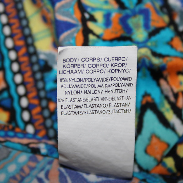 Bar III Sz L Blue Orange Multi Color V Neck Nylon Elastane Top