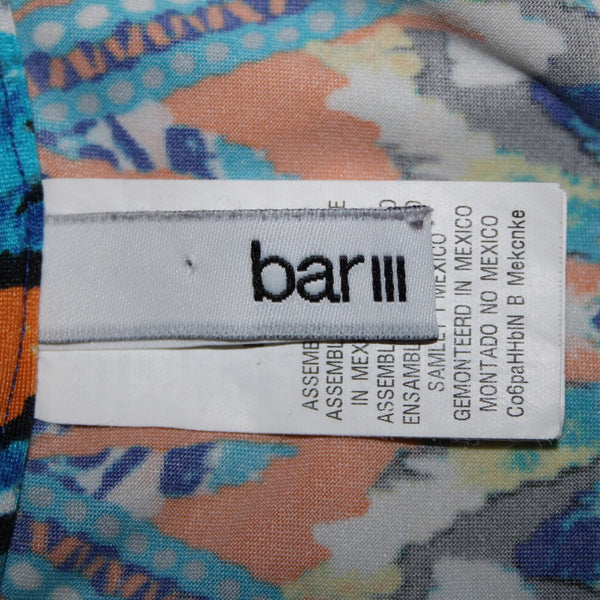 Bar III Sz L Blue Orange Multi Color V Neck Nylon Elastane Top