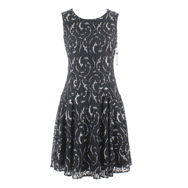Tommy Hilfiger NEW $139 Sz 4 Black Silver Lined Lace Nylon Blend Dress