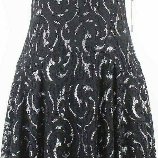 Tommy Hilfiger NEW $139 Sz 4 Black Silver Lined Lace Nylon Blend Dress