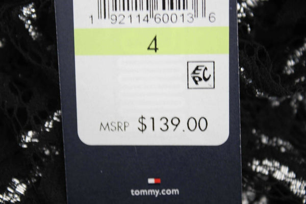 Tommy Hilfiger NEW $139 Sz 4 Black Silver Lined Lace Nylon Blend Dress