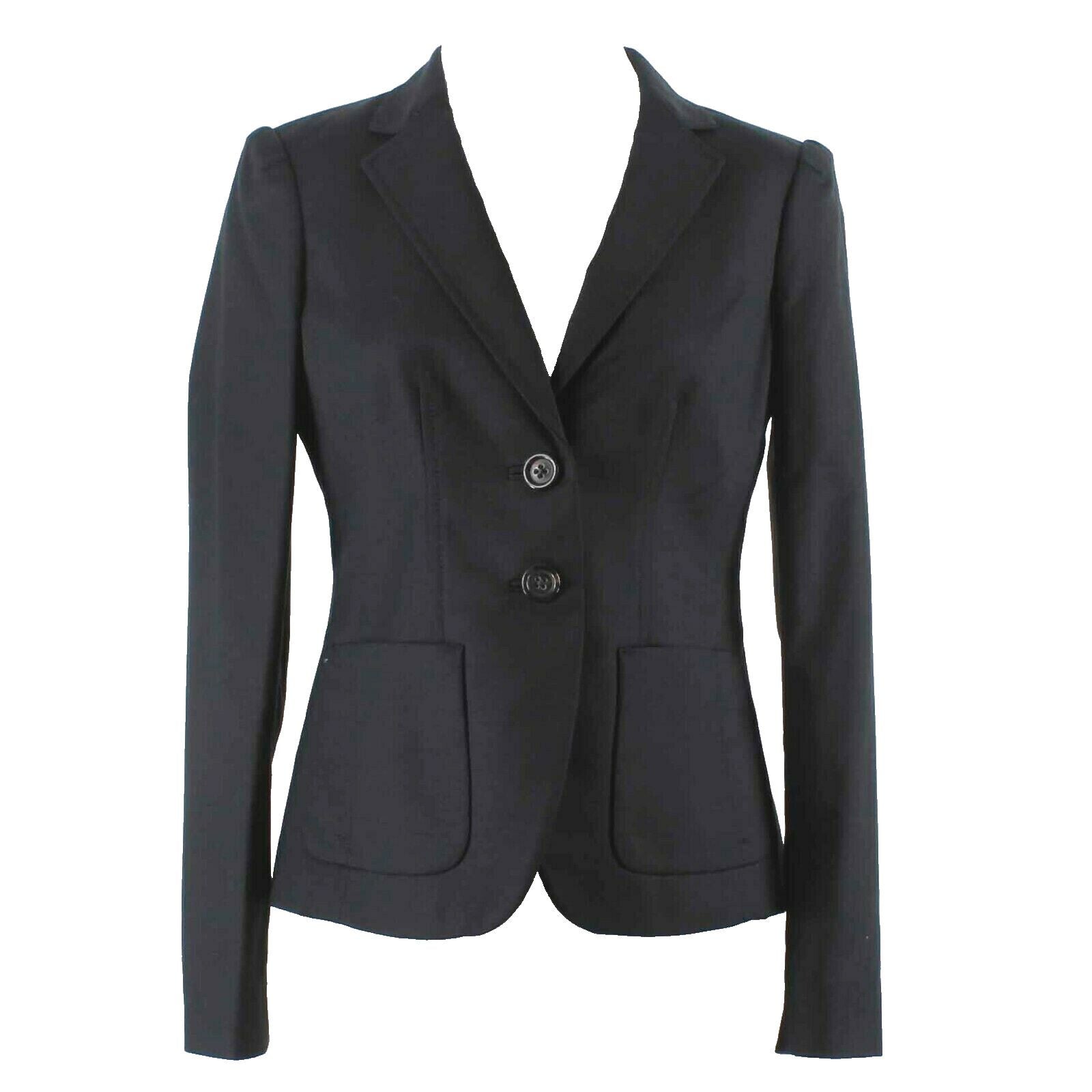 Banana Republic Sz 4 Black Button Front Lined Cotton Blend Jacket