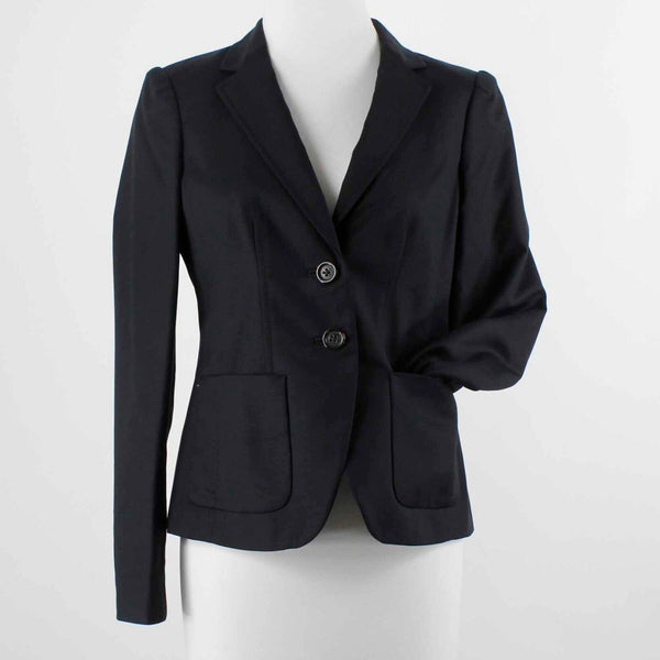 Banana Republic Sz 4 Black Button Front Lined Cotton Blend Jacket