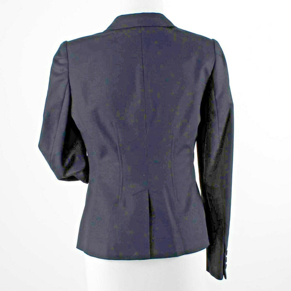 Banana Republic Sz 4 Black Button Front Lined Cotton Blend Jacket