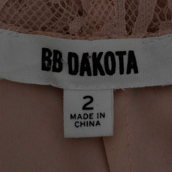 BB DAKOTA Sz 2 Peach Lace Overlay Lined Sheer Back Halter Nylon Poly Dress