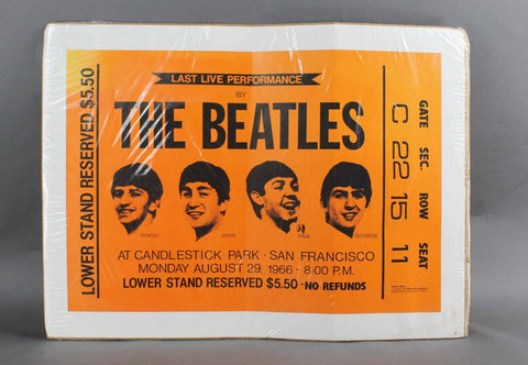 The Beatles Last Live San Francisco Ltd Edition 1992 24 x 15 Ticket