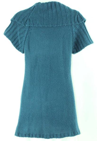 Bamboo Traders Sz PS Teal Cable Knit Big Rib Collar 100% Acrylic Sweater