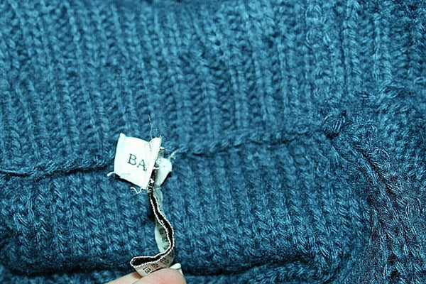 Bamboo Traders Sz PS Teal Cable Knit Big Rib Collar 100% Acrylic Sweater