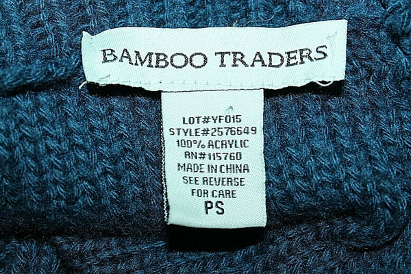 Bamboo Traders Sz PS Teal Cable Knit Big Rib Collar 100% Acrylic Sweater