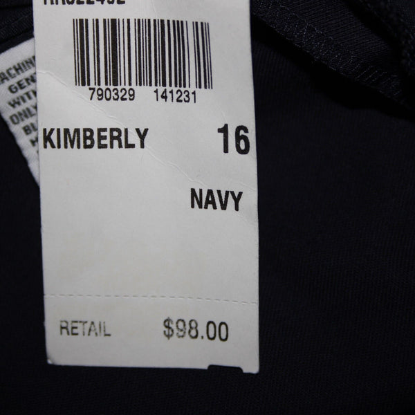 Salon Z Real Clothes NEW $98 Kimberly Sz 16 x 30 Navy Blue Pockets Cotton Pant
