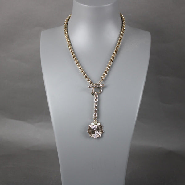 Loft NEW Goldtone Opalescent Chain Link 17" Lariat Necklace