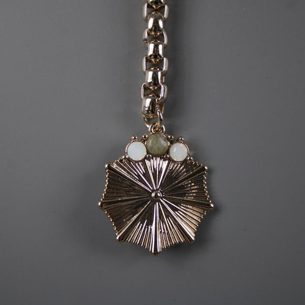 Loft NEW Goldtone Opalescent Chain Link 17" Lariat Necklace