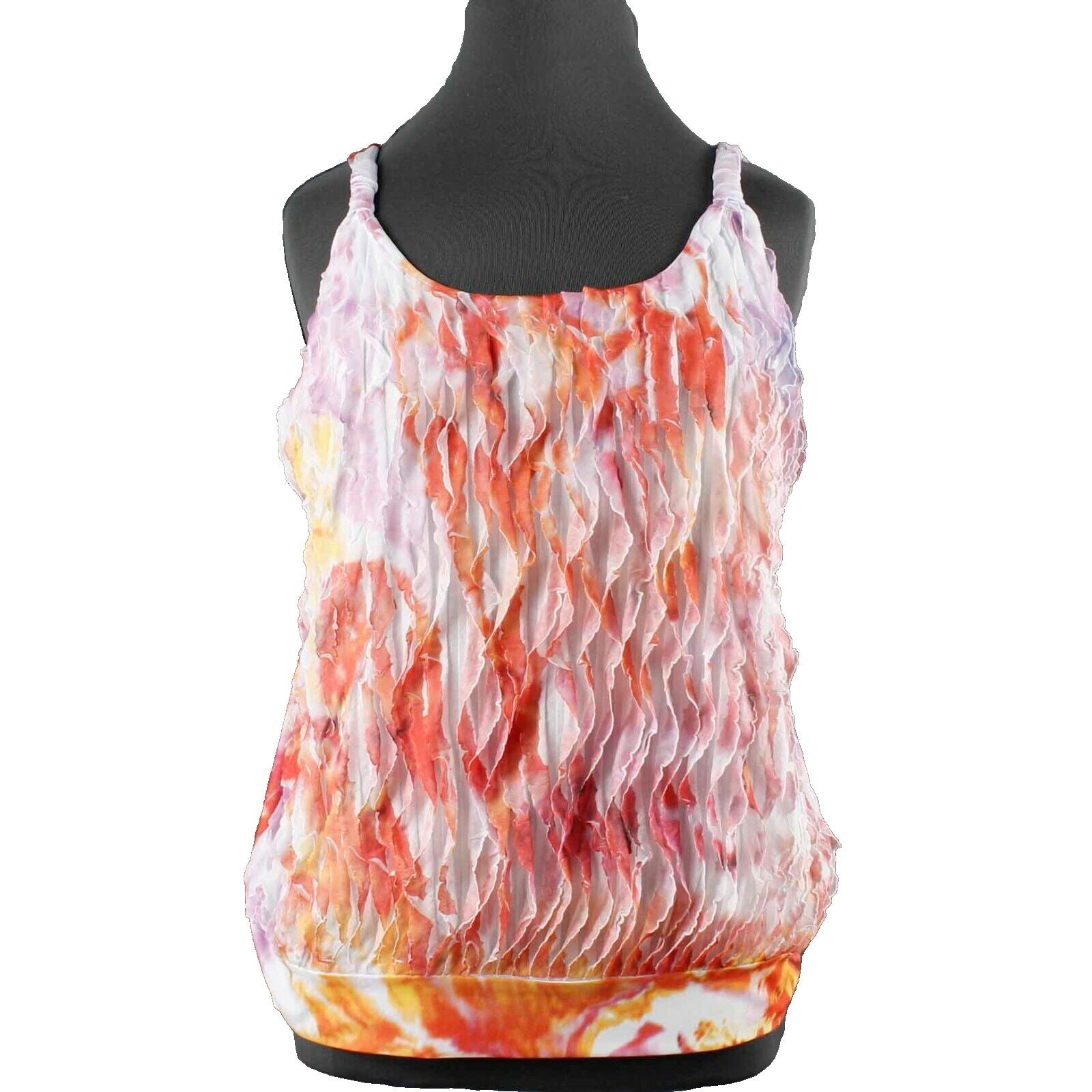 Lane Bryant NEW $40 Sz 22/24 White Multi Ruffled Banded Hem Polyester Blend Top
