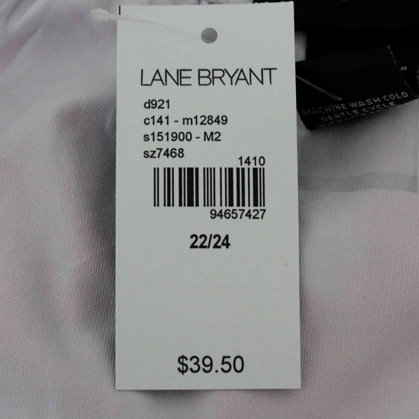 Lane Bryant NEW $40 Sz 22/24 White Multi Ruffled Banded Hem Polyester Blend Top