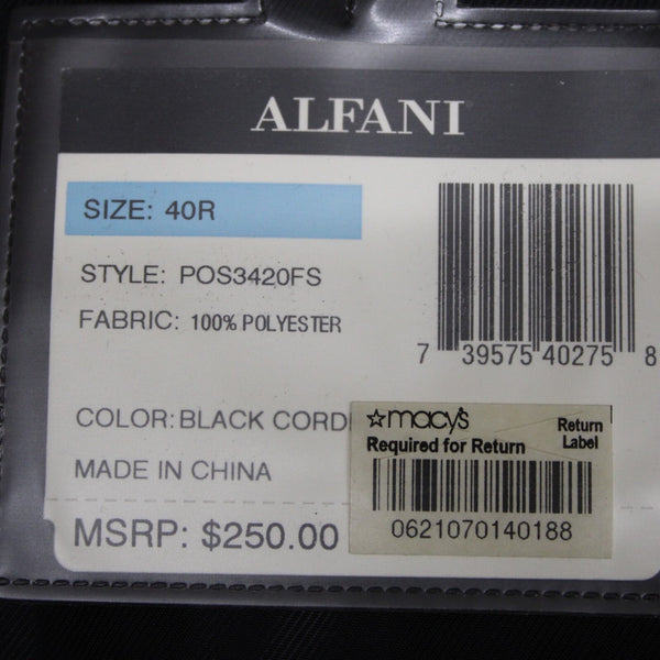 Alfani $250 Sz 40R Black Micro Texture 3 Button 100% Polyester Blazer Jacket