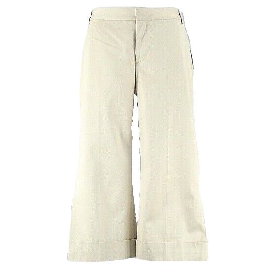 Chaiken NEW $216 Sz 10 x 21 Tan Cotton Bld Cuff Cropped Bootleg Trouser Pant