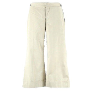 Chaiken NEW $216 Sz 10 x 21 Tan Cotton Bld Cuff Cropped Bootleg Trouser Pant