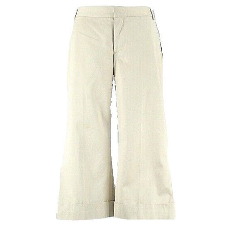 Chaiken NEW $216 Sz 10 x 21 Tan Cotton Bld Cuff Cropped Bootleg Trouser Pant