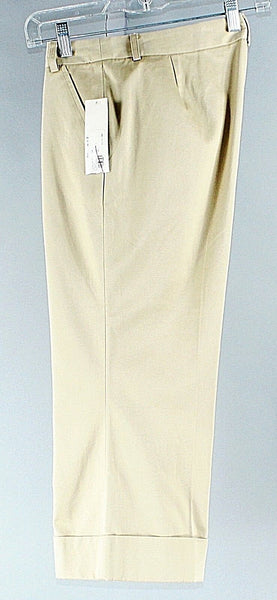 Chaiken NEW $216 Sz 10 x 21 Tan Cotton Bld Cuff Cropped Bootleg Trouser Pant