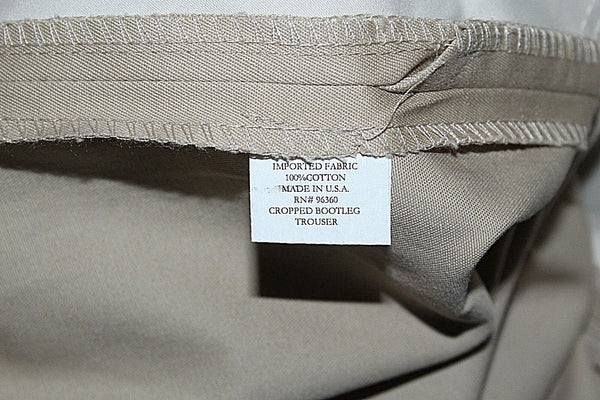 Chaiken NEW $216 Sz 10 x 21 Tan Cotton Bld Cuff Cropped Bootleg Trouser Pant
