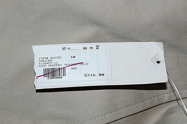 Chaiken NEW $216 Sz 10 x 21 Tan Cotton Bld Cuff Cropped Bootleg Trouser Pant