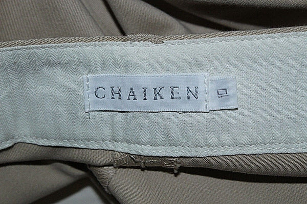 Chaiken NEW $216 Sz 10 x 21 Tan Cotton Bld Cuff Cropped Bootleg Trouser Pant