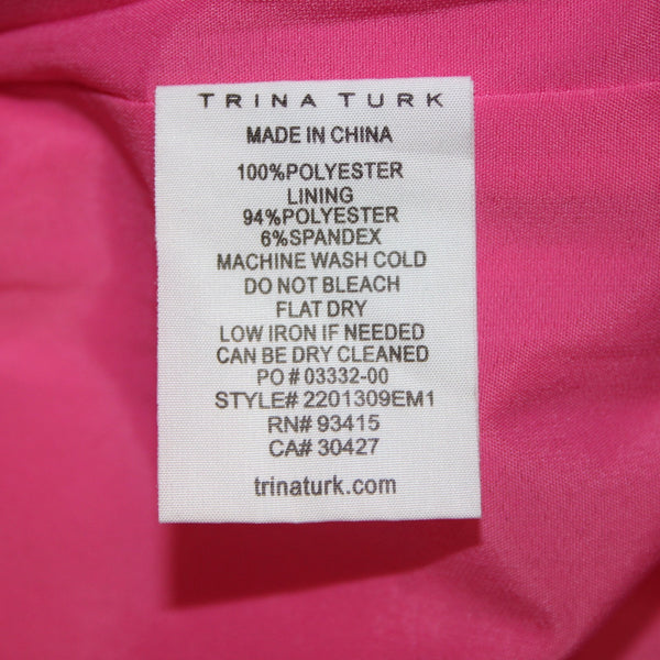Trina Turk Dress Sz 6 Pink Collared Embroidered Lined Polyester Spandex Dress