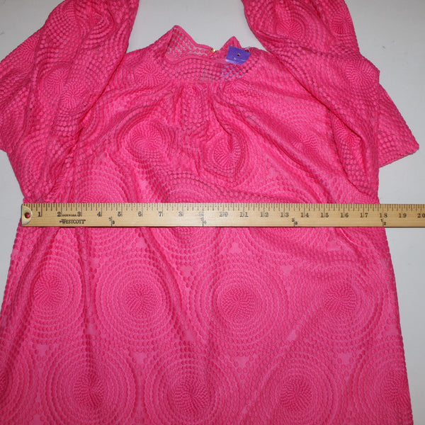 Trina Turk Dress Sz 6 Pink Collared Embroidered Lined Polyester Spandex Dress