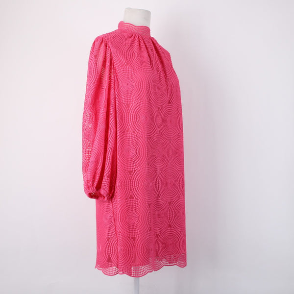 Trina Turk Dress Sz 6 Pink Collared Embroidered Lined Polyester Spandex Dress