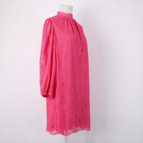 Trina Turk Dress Sz 6 Pink Collared Embroidered Lined Polyester Spandex Dress