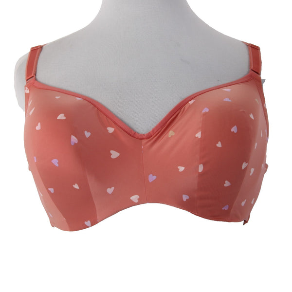 Torrid Curves Bra Balconette Sz 46DD Rust Pink Wired Full Coverage Nylon Spandex