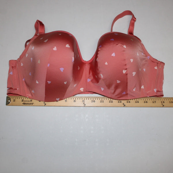 Torrid Curves Bra Balconette Sz 46DD Rust Pink Wired Full Coverage Nylon Spandex
