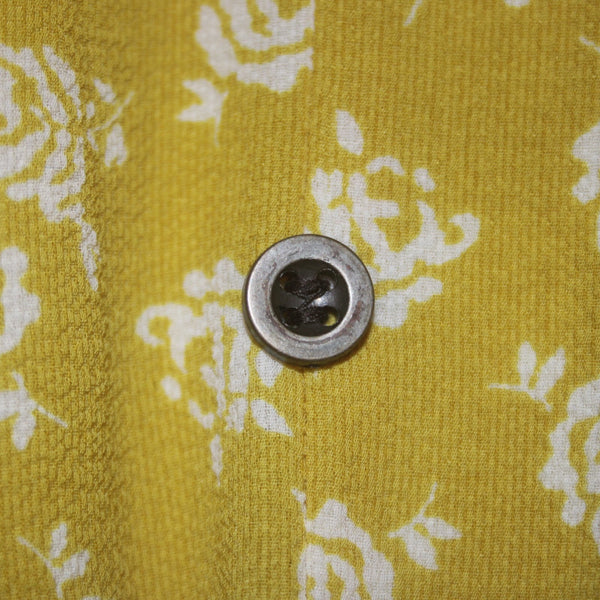 Lapis Dress Sz S Yellow White Floral Buttons Ruffles Hi Lo Polyester Spandex